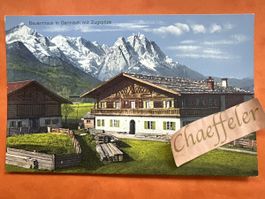 Postkarte Bauernhaus Garmisch Zugspitze Verlag Hayer München