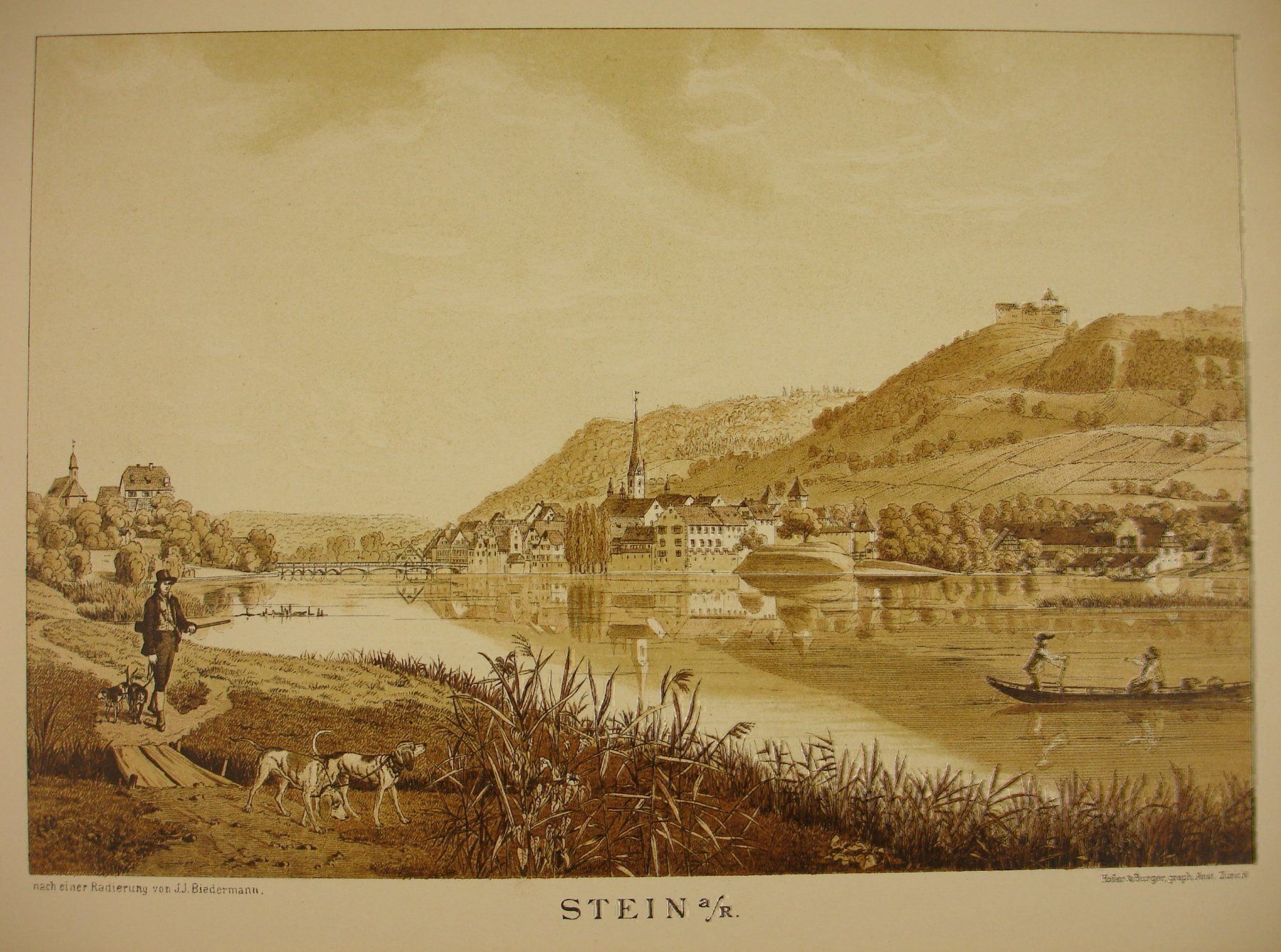 Grafica & Litografie: STEIN AM RHEIN, LITHOGRAPHIE 1886 – Usato da Grüningen venduto da Kartensammler 1
