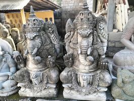Skulptur Ganesha Elefantengott Stein Garten Statue Feng Shui