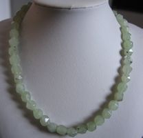 NEU: Prehnit Kette Collier mit Edelstahl