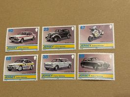 6 Jersey Polizeifahrzeuge Briefmarken