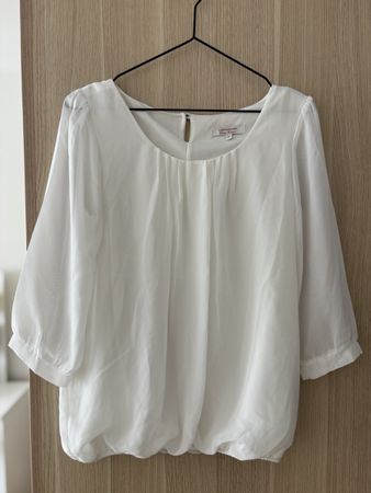 Elegante Tunika Bluse, weiss, Grösse 36 S
