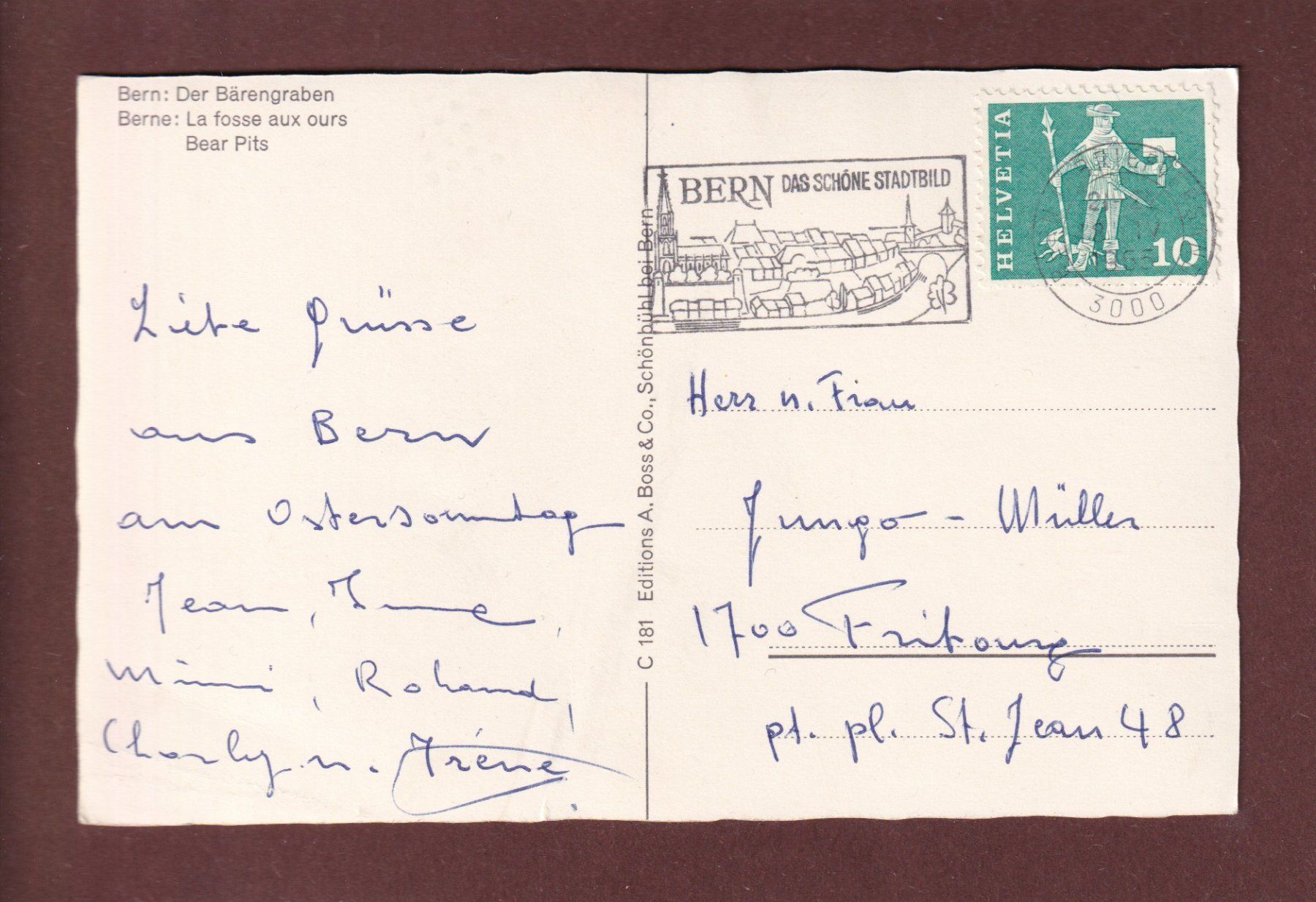 Cartoline postali: BERN - Bärengraben - 1965 // Eckbug // – Usato da Pully venduto da nicecards 1