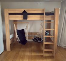 Hochbett mit 2 Hängesesseln & Leiter Röhr