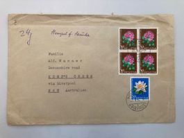 Brief adressiert nach Australien Pro Juventute Marken 1964
