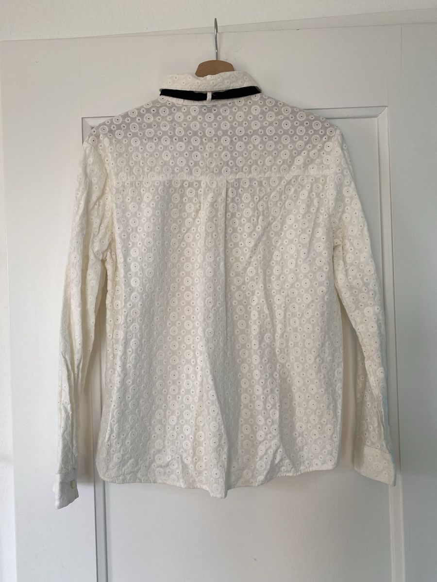 New Look Top: New Look Spitzenbluse Weiss Gr. 38 mit schwarzer Samtschleif – Nuovo (secondo la descrizione) da Zürich venduto da oci_qh9f 7