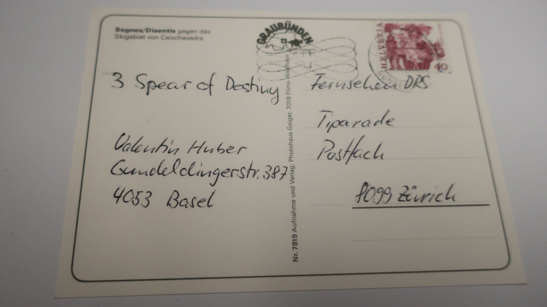 Cartoline postali: Segnes Disentis  1984 – Usato da Cormoret venduto da Pascalll2001 3