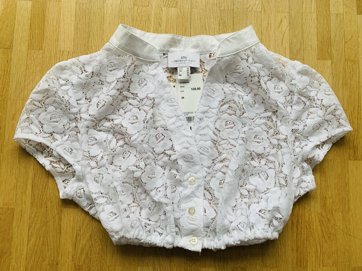 Camicette: Lodenfrey Dirndlbluse, neu mit Etikett, Gr. 36 – Nuovo e nell'imballaggio originale da Zürich venduto da MK124