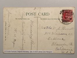 India 1931 Postcard „Pagoda Mandalay“ ties 1A KEVll Stamp