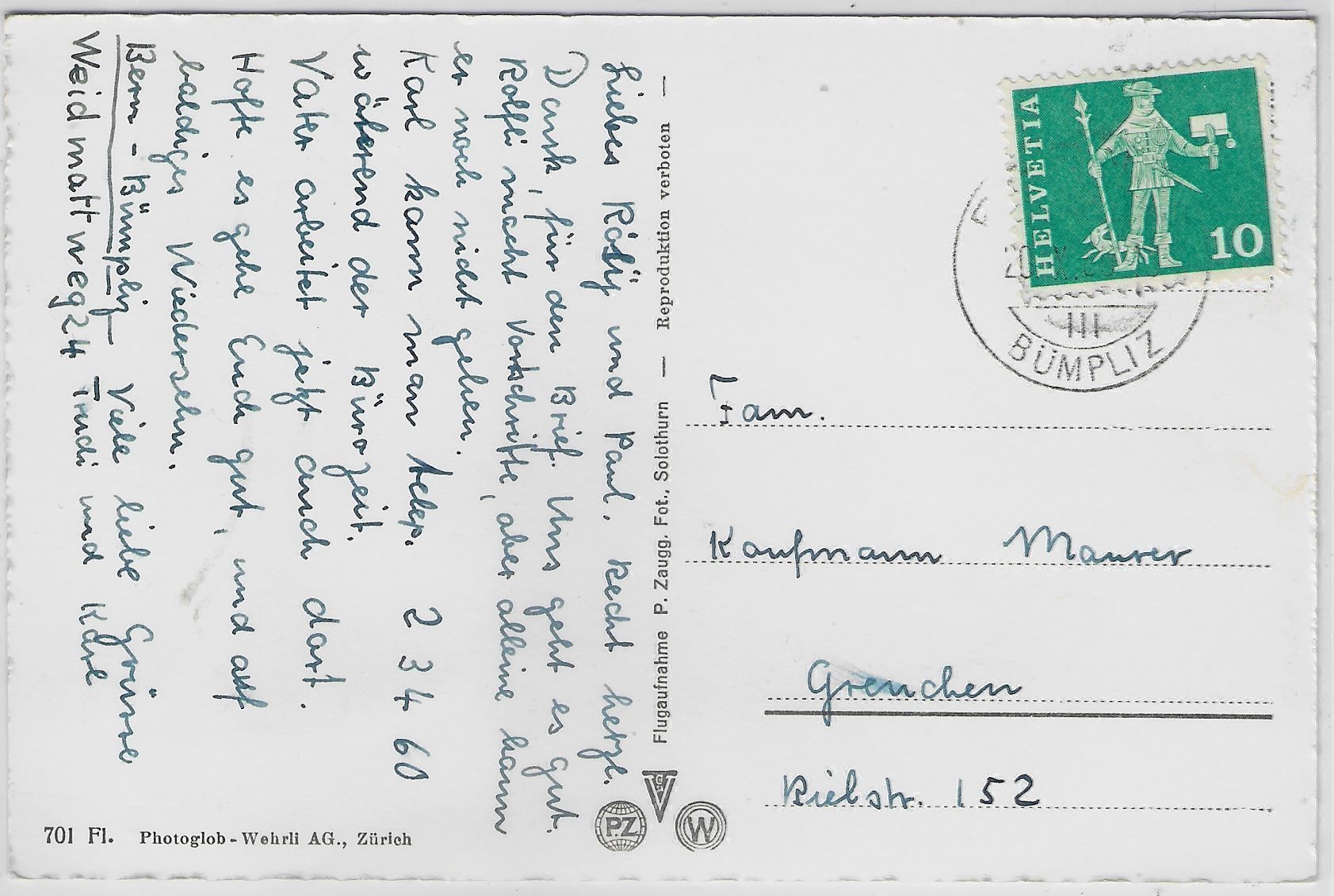 Cartoline postali: Flugaufnahme Bümpliz BE – Antico da Ettingen venduto da Kartenplanet 1