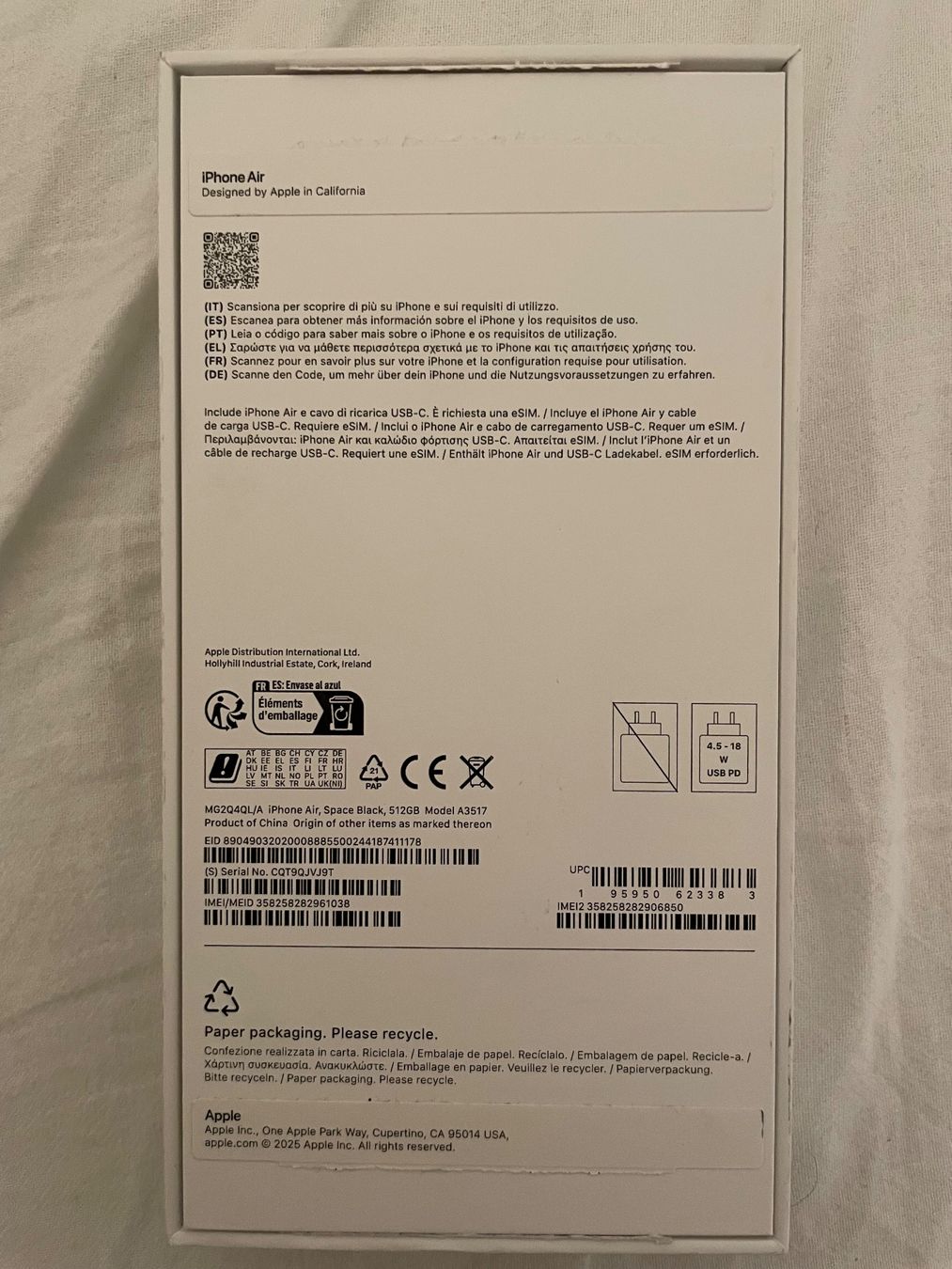 Apple Telefoni cellulari / Smartphones: ---> iPhone 17 Air 512 GB <--- – Nuovo (secondo la descrizione) da Rotkreuz venduto da antonl_14 1