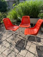 3 Stück Vintage Plastik Gartenstühle in orange 1970‘s