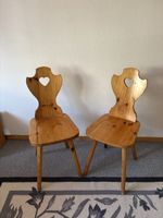Stuhl Holzschnitzerei Herz Motiv 2er Set Holz mit Gebrauchss