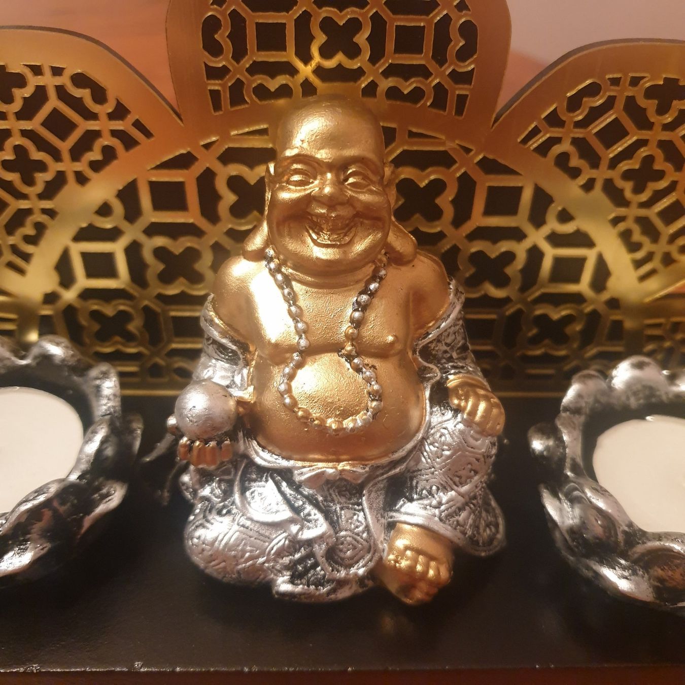 Bougeoirs: Teelichthalter "Happy Buddha", schwarz/messing – Neuf avec emballage d'origine à Neuendorf par DeSiriA 4