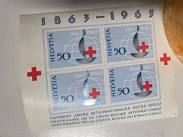 Schweiz Marke 100 Rotes Kreuz 4x 50 Rappen Jahrgang 1963 2Fr