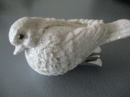 Deko Vögel Weihnacht Set weiss mit Glitzer gebraucht 8 Stück
