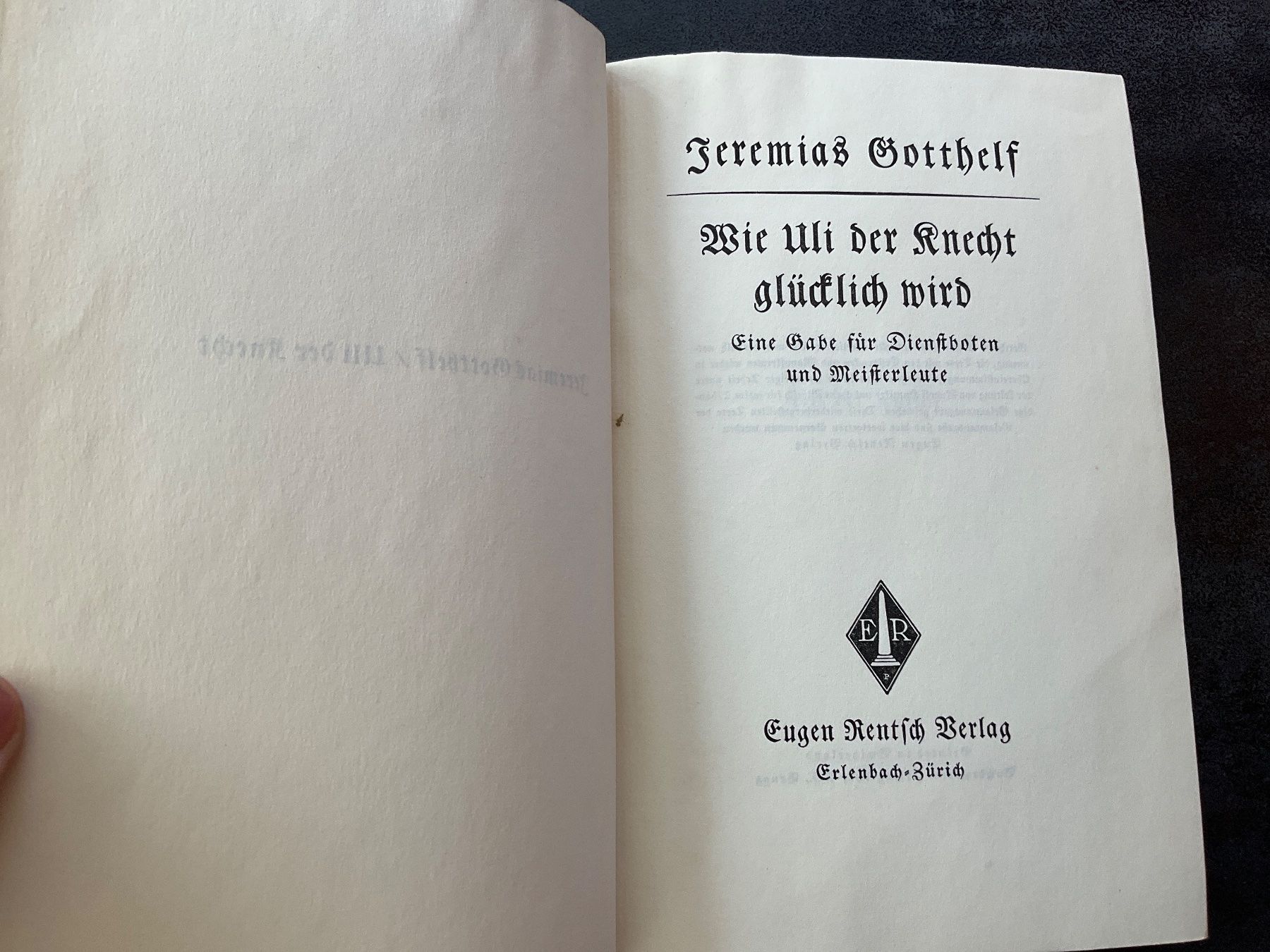 Libri: Jeremias Gotthelf: Uli der Knecht – Usato da Avenches venduto da Lactobacille 1
