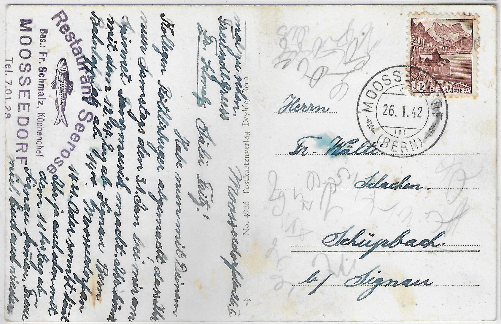 Cartoline postali: Restaurant Seerose - Moosseedorf – Usato da Ettingen venduto da Kartenplanet 1