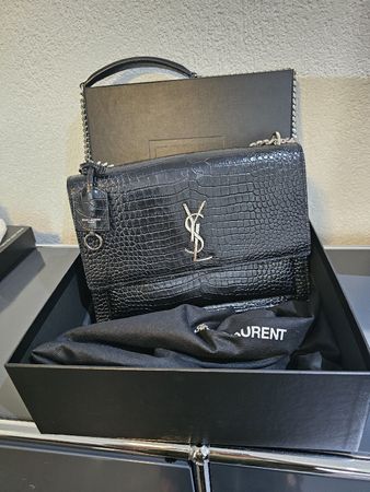 YVES SAINT LAURENT Sunset gross – Schwarz Croc – Neuwertig