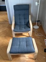 IKEA POÄNG Sessel mit Hocker dunkelgrau