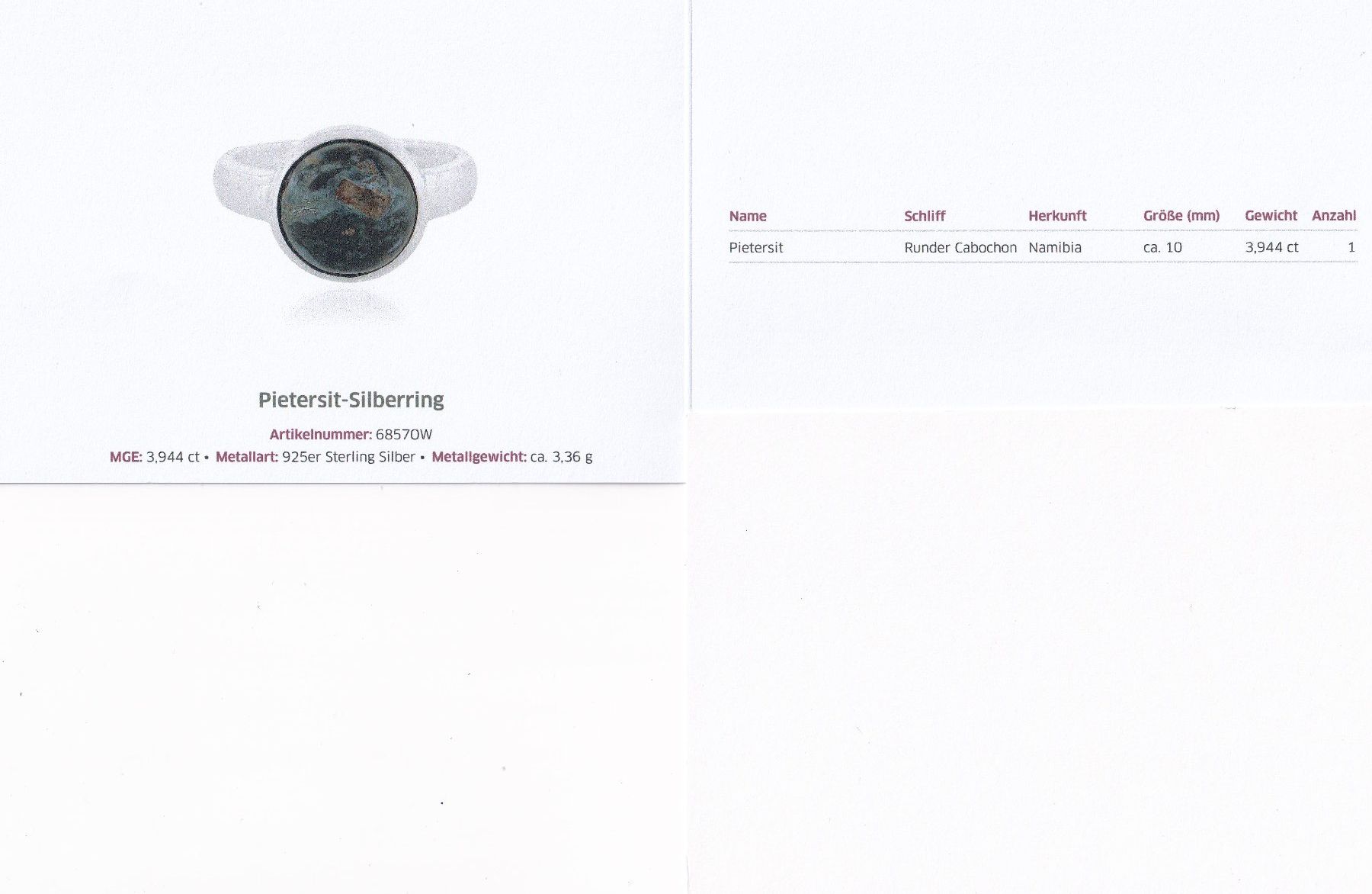 Anelli: Echtschmuck: Pietersit-Silberring 16/50 – Nuovo (secondo la descrizione) da Zuchwil venduto da maumauchi 1