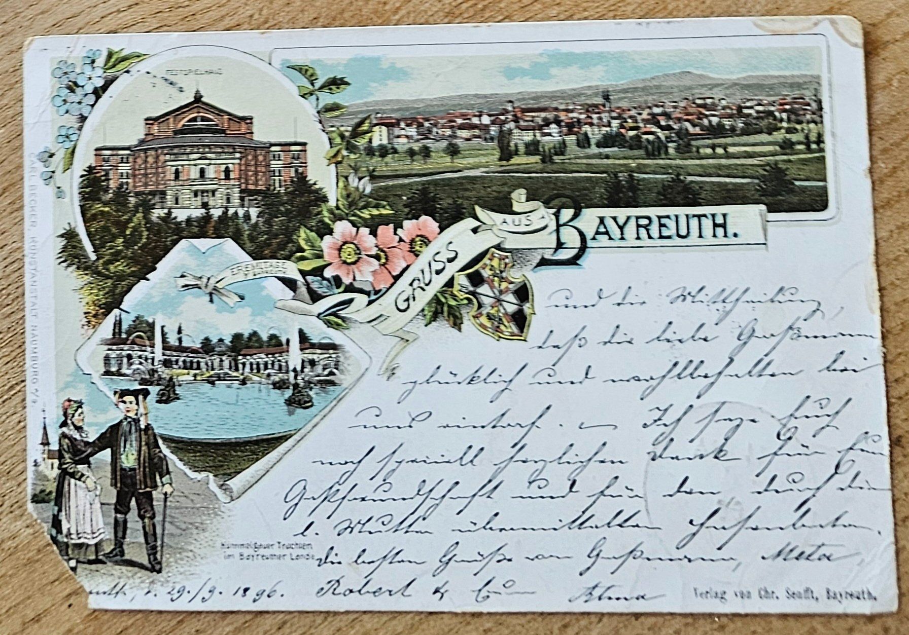 Ansichtskarten: Bayern litho BAYREUTH, 1896 ! – Gebraucht aus Les Valettes von Nuba1