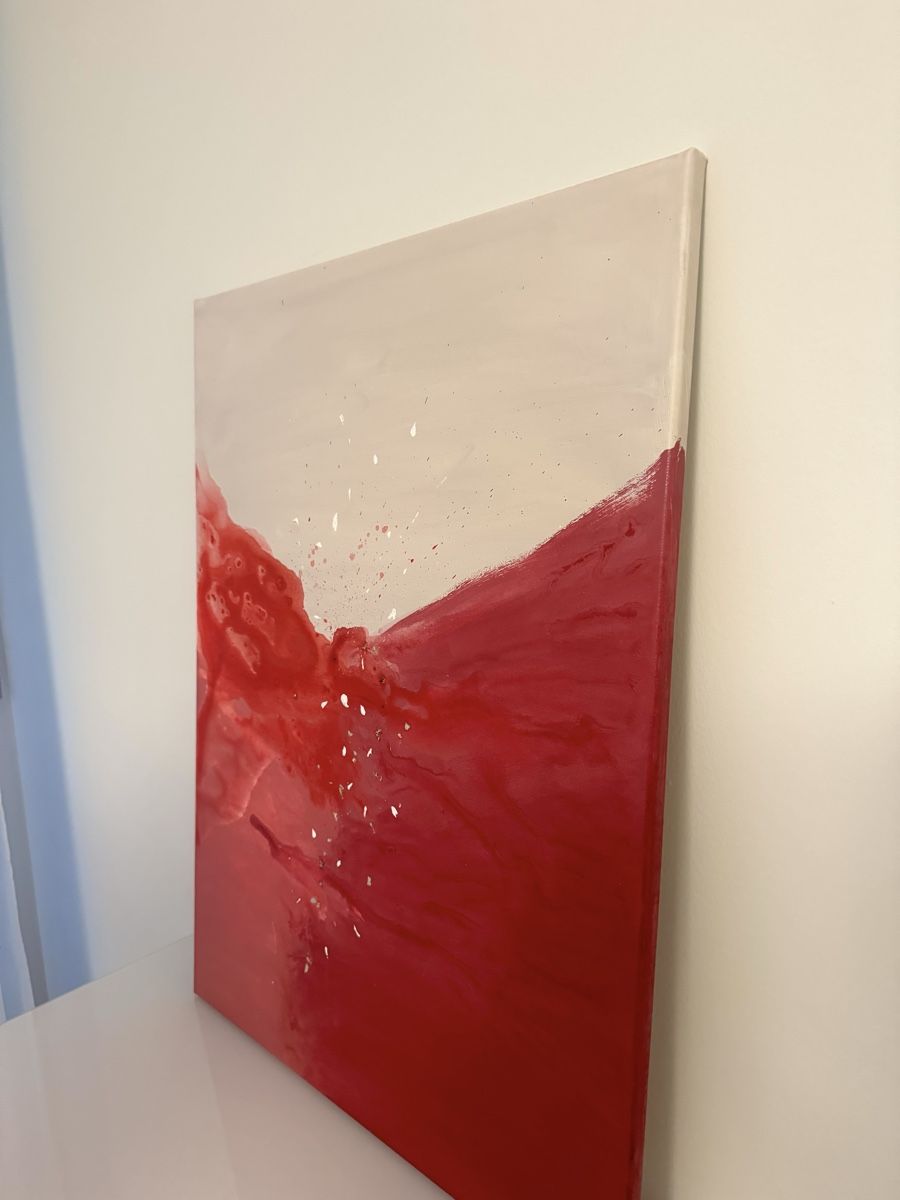Gemälde: Acryl Gemälde Kunst Rot/Beige, abstrakt, 80x60cm – Neu (gemäss Beschreibung) aus Zürich von Flao_78376 3