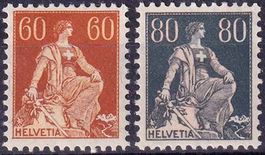 1916/18 Helv. mit Schwert Nr. 140+141 postfr.**, fehlerfrei.