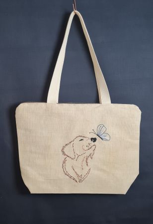 Handgemachte Einkaufstasche mit Hunde Motiv