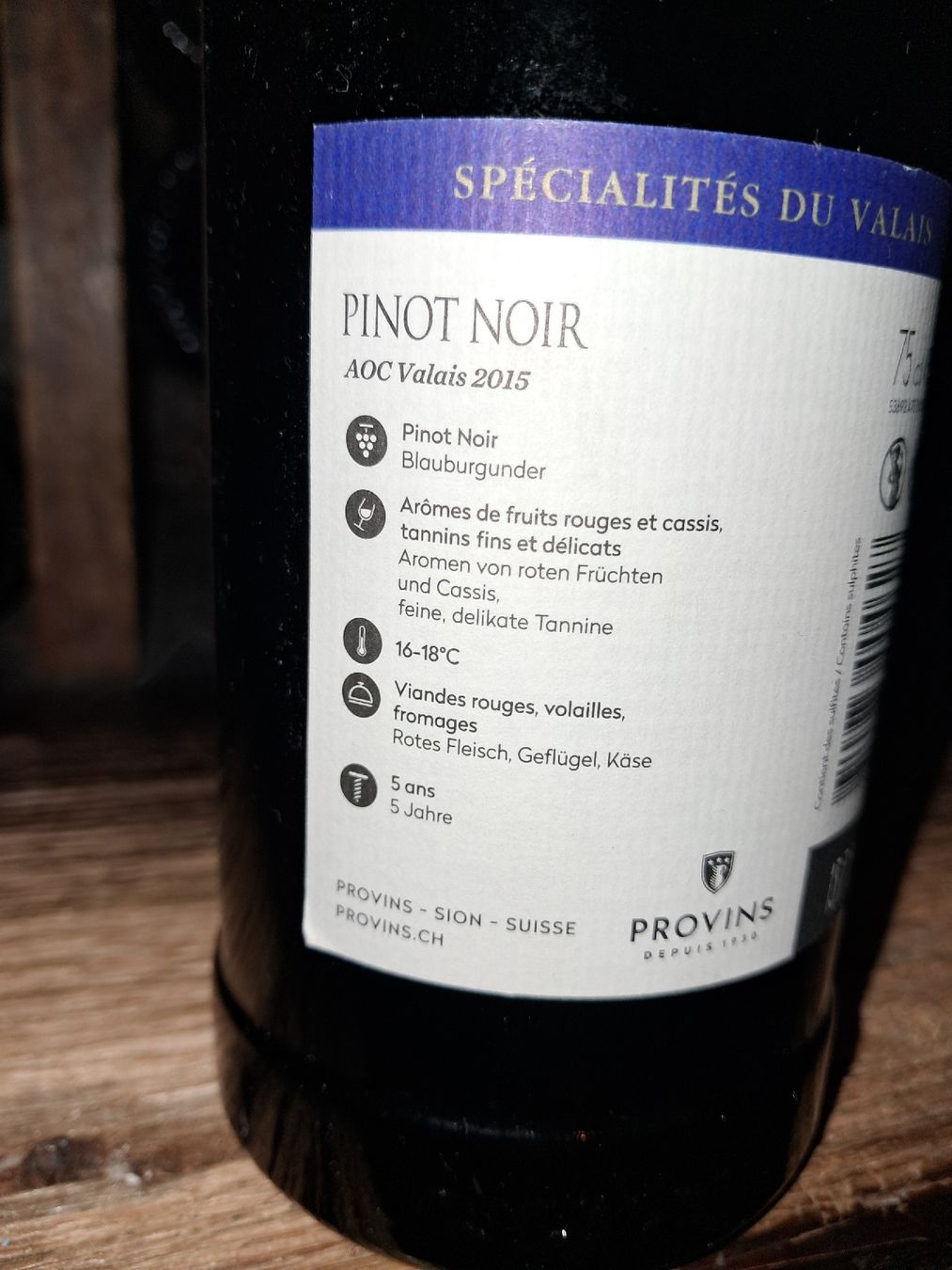Wein: Pinot noir aoc du valais provins 2015 – Neu und originalverpackt aus Le locle von juliensaran 4