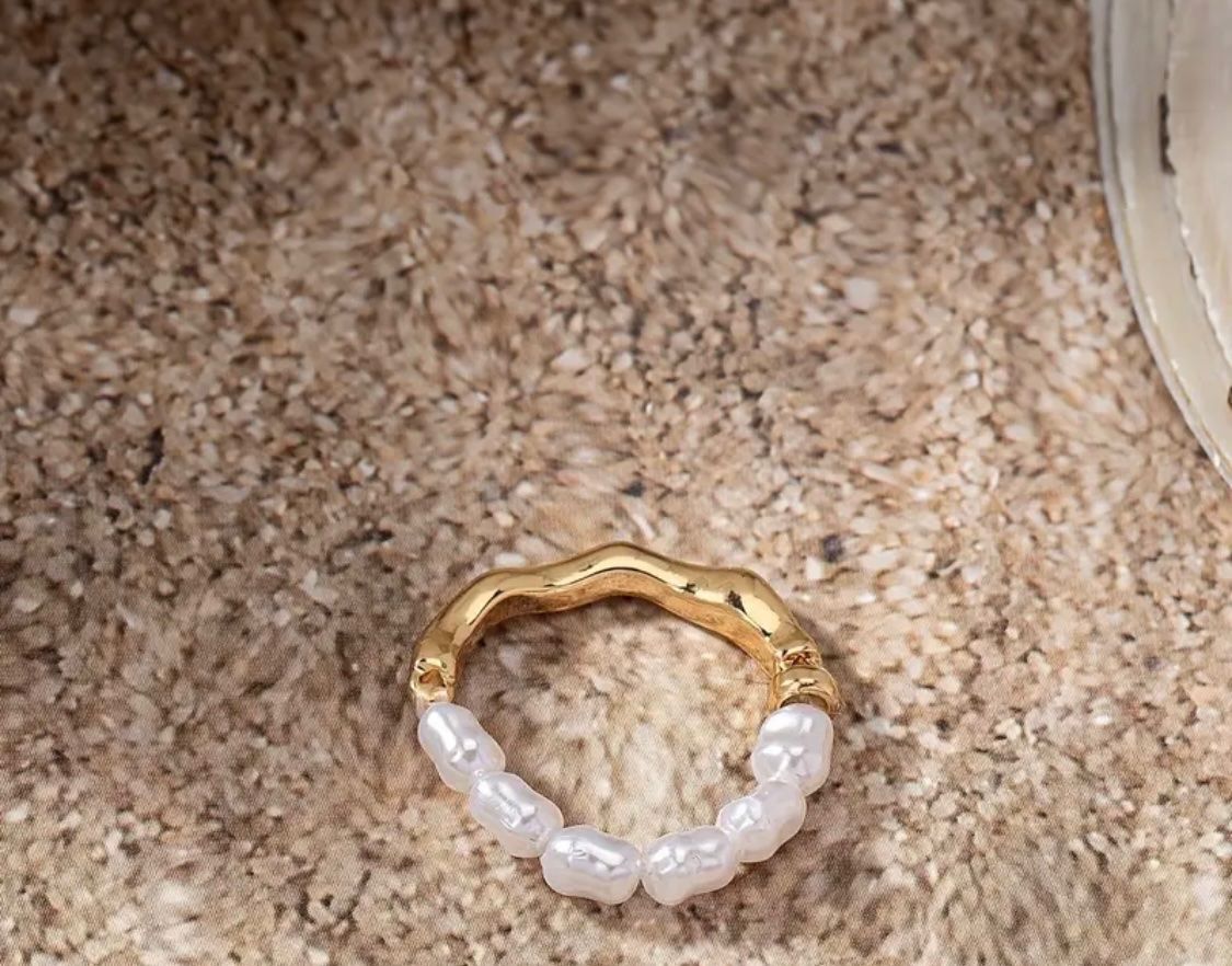 Ringe: unregelmässiger Imitation-Perl-Ring, elastisches Band, 2cm – Neu und originalverpackt aus Winkel von ferrari2022 4