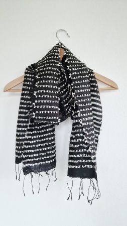 Eleganter Damen Schal ca. 42cm x 176 cm Schwarz Weiss