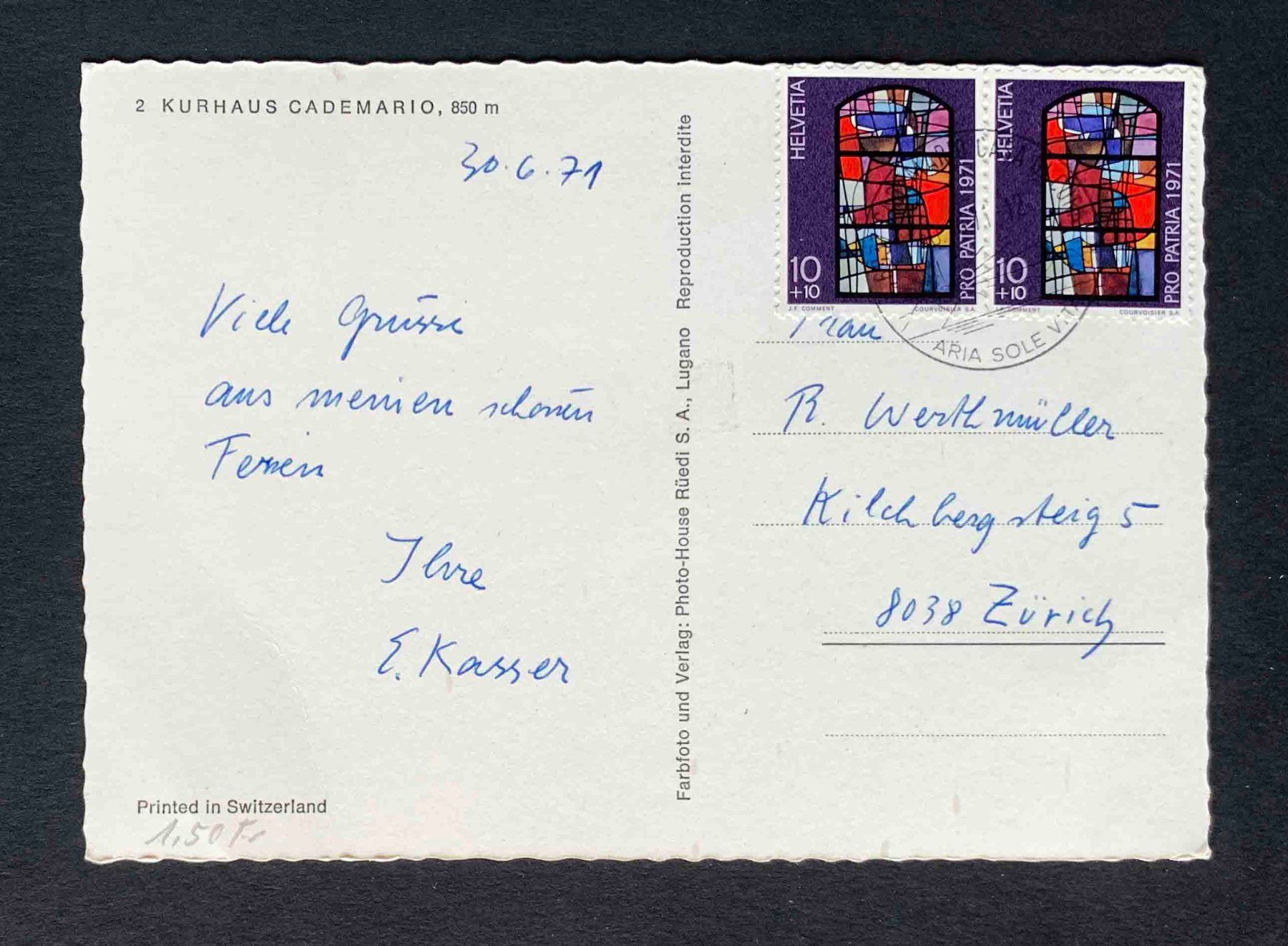 Cartoline postali: AK KURHAUS CADEMARIO – Usato da Goldau venduto da artelier1 1