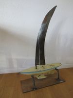 2.Handdesign Signiert Unikat Kunst Patina Segel-Boot Schiff