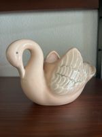 Titel: Keramik Schwan Figur / Schale lachsfarben vintage 70'