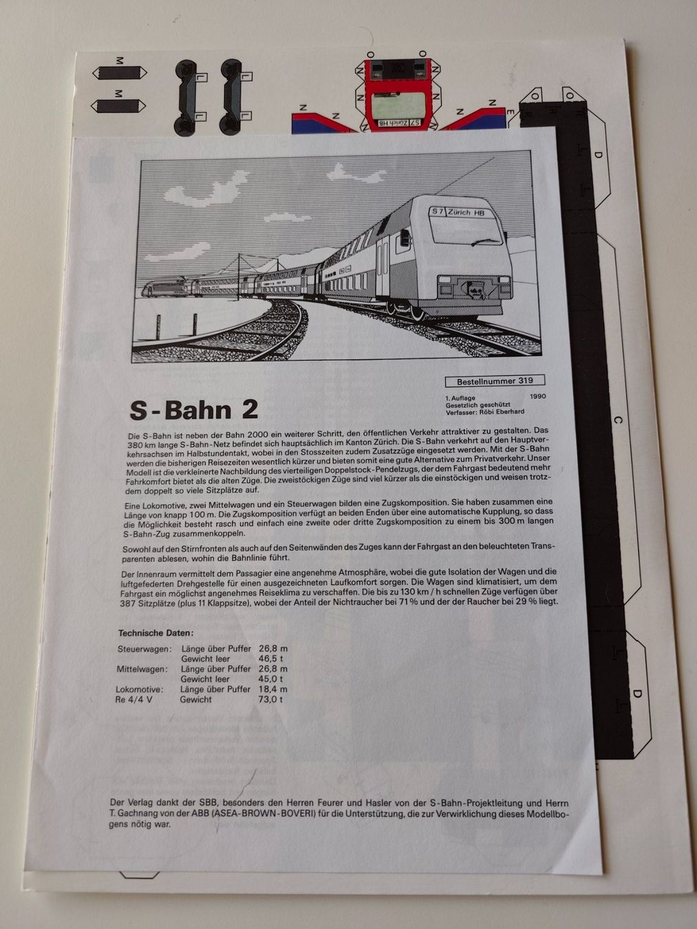 Bastelsets: Bastelbogen S-Bahn 2 von 1990 – Gebraucht aus Tegerfelden von jea_f5xk