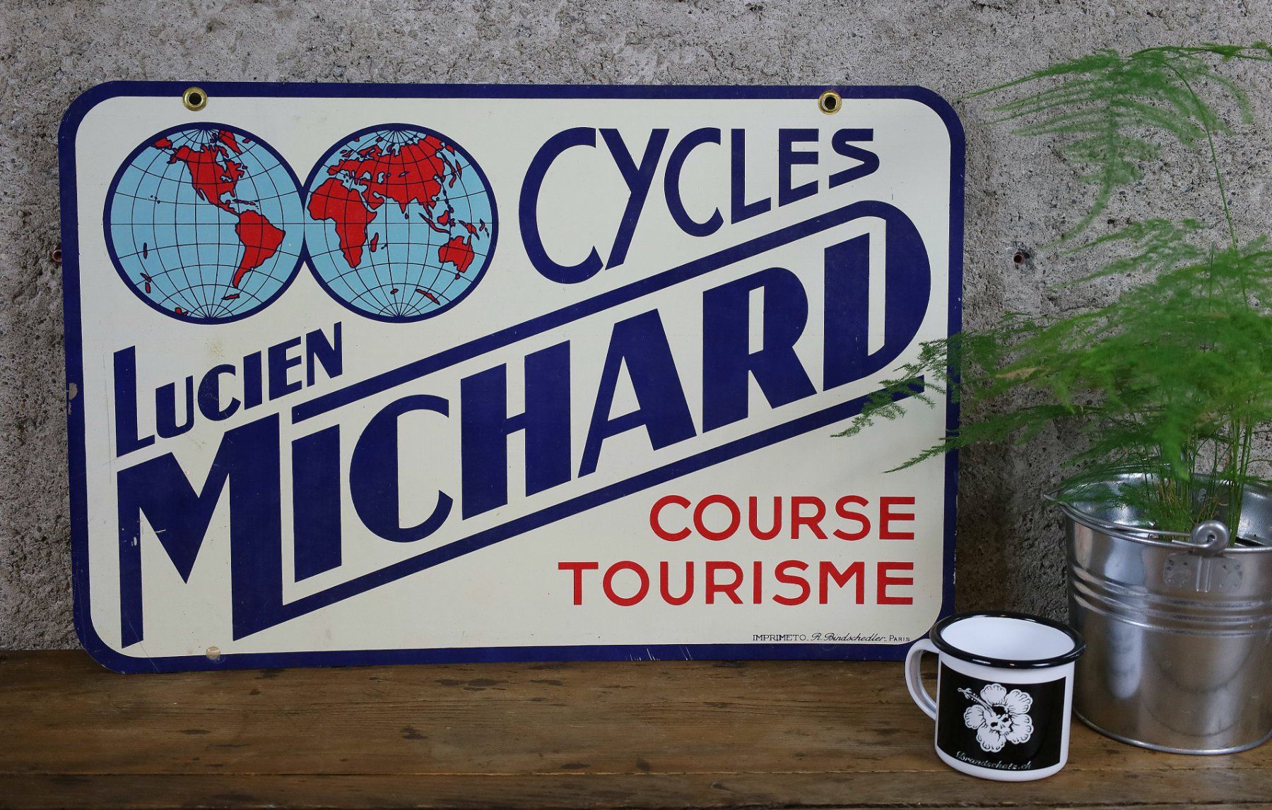 Insegne: doppelseitiges Blechschild "Cycles Lucien Michard" Fahrrad – Usato da Birrwil venduto da brandschatz_birrwil