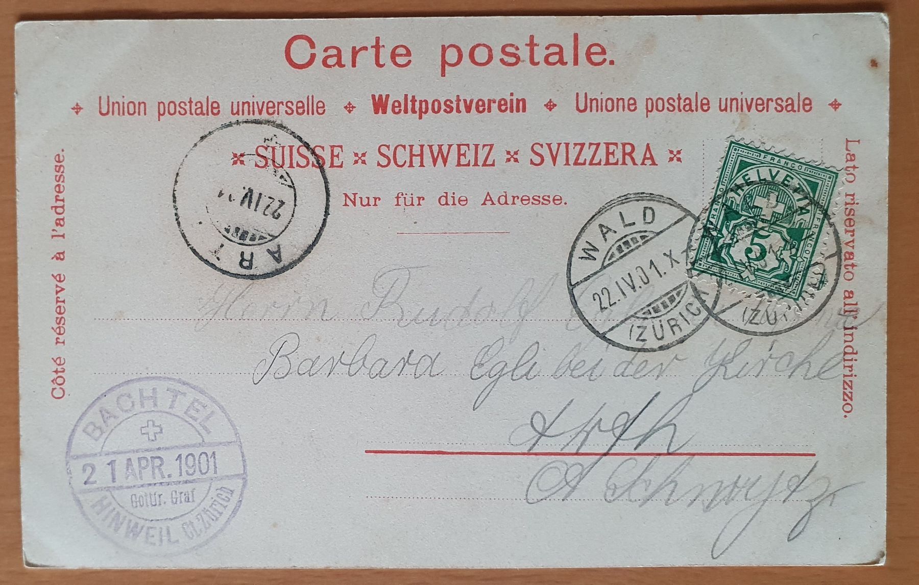 Cartoline postali: Gruss vom Bachtel 1901 – Usato da Kreuzlingen venduto da Rschweiz1 1