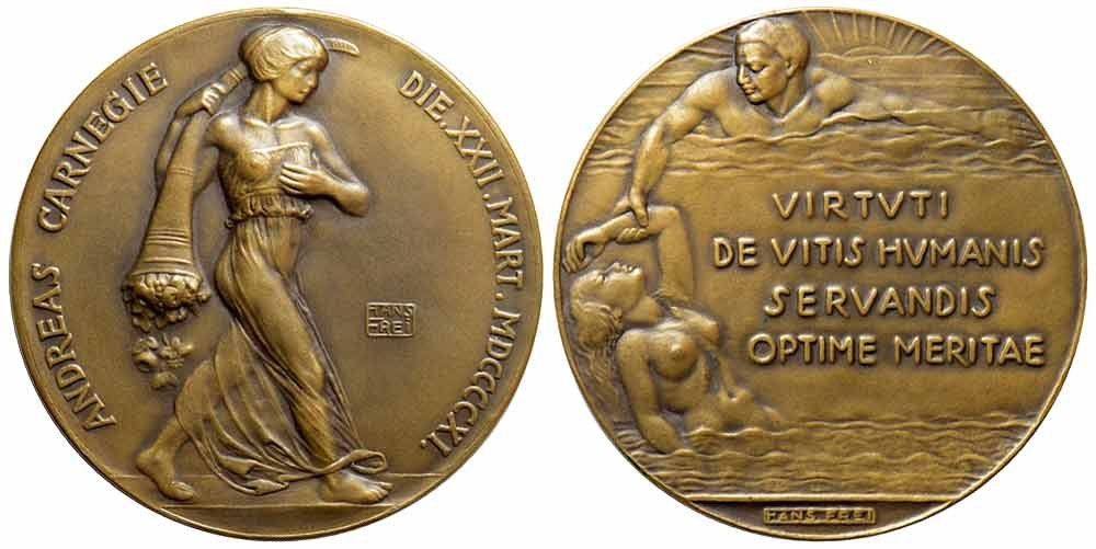 Medaglie: Bronzemedaille 1911, Carnegie Foundation – Usato da Chiasso venduto da Novamarketing
