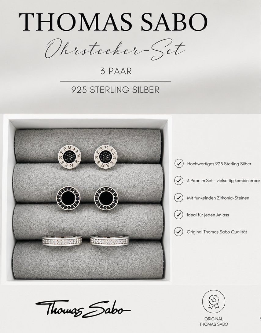Thomas Sabo Orecchini pendenti & Orecchini a lobo: Thomas Sabo Ohrringe/-stecker Set | 3 Paar | 925 Silber – Usato da Horgen venduto da olivi_1988