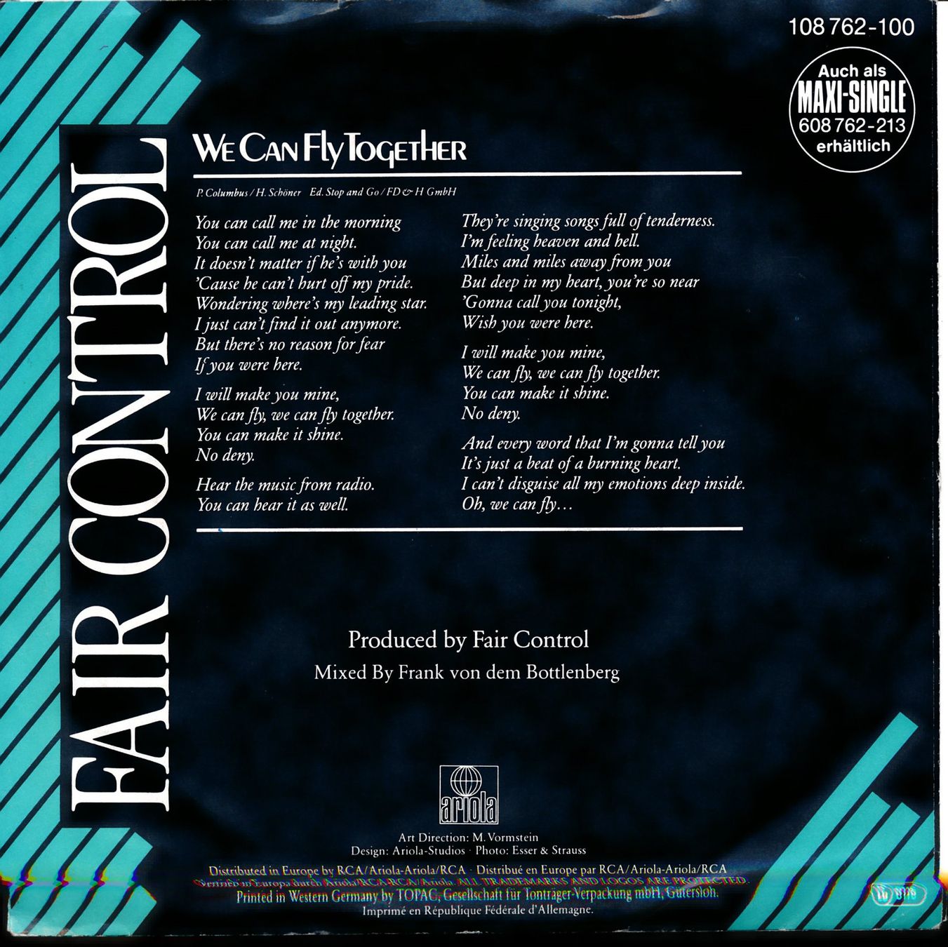 Dischi in vinile: FAIR CONTROL - WE CAN FLY TOGETHER (7'' Vinyl Single VG) – Usato da Hedingen venduto da Studers 1