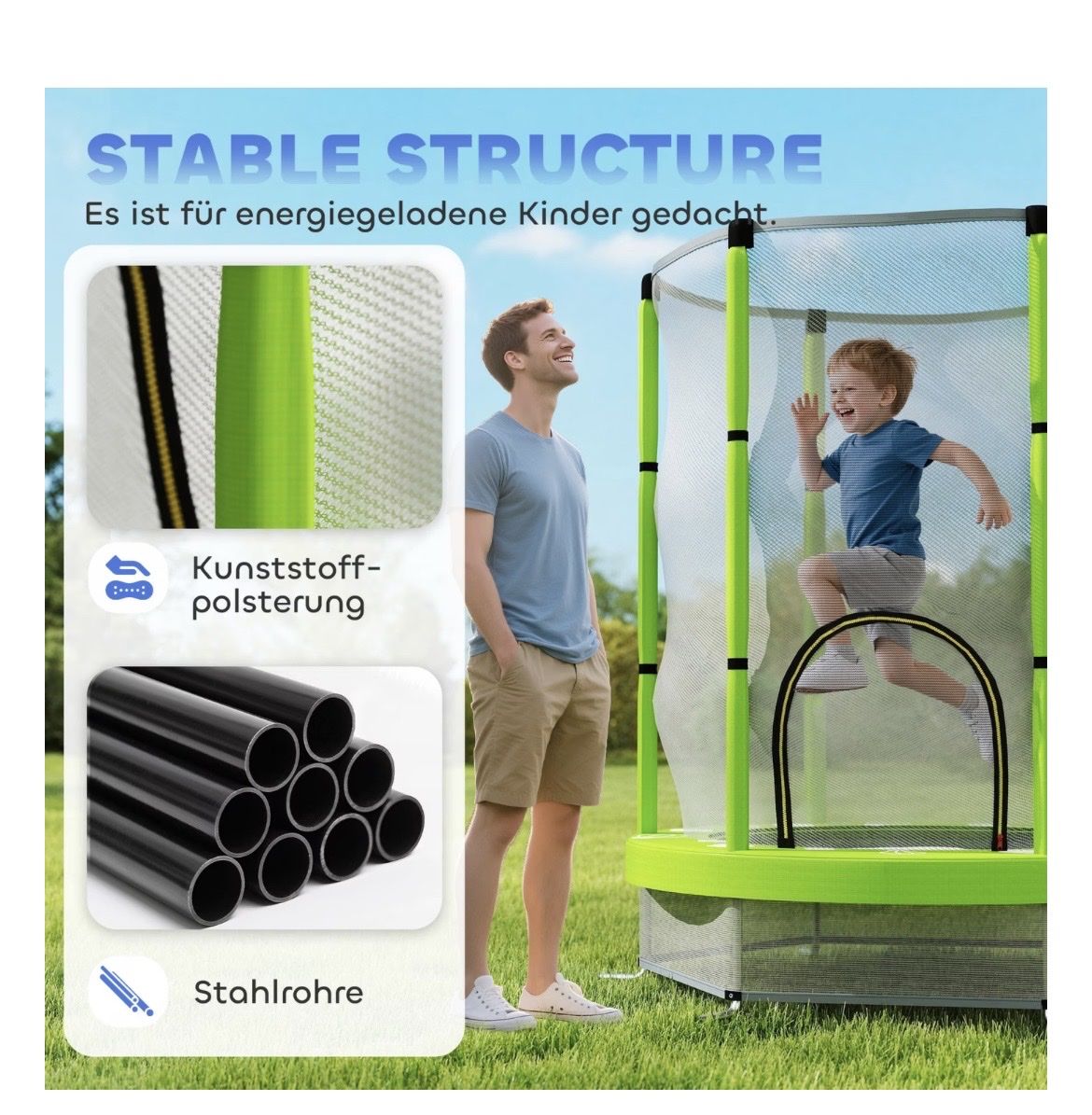Trampolini: Aiyaplay Kinder Trampolin Stahl, Kunststoff Hellblau – Usato da Wasen im Emmental venduto da sseeholzer 1
