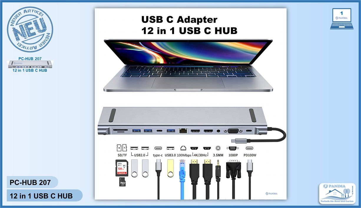Hub & Switch: Dockingstation USB-C-12-in-1 HUB – Nuovo e nell'imballaggio originale da Luterbach venduto da PANIMA1