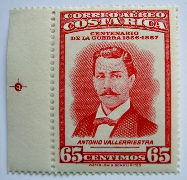 Tutti i francobolli: 65 Centimos, Costa Rica, Centenario 1957 – Nuovo (secondo la descrizione) da Stuttgart venduto da Escazu