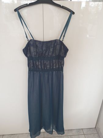 Kleid Cocktailkleid Tannengrün mit Spitze Gr. 38