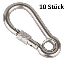 10 Stk. Karabiner mit Sicherung 80 mm INOX Gratis Lieferung!