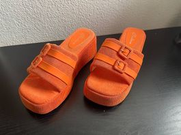 Stylische Plateau-Sandalen in Orange  Gr. 40 