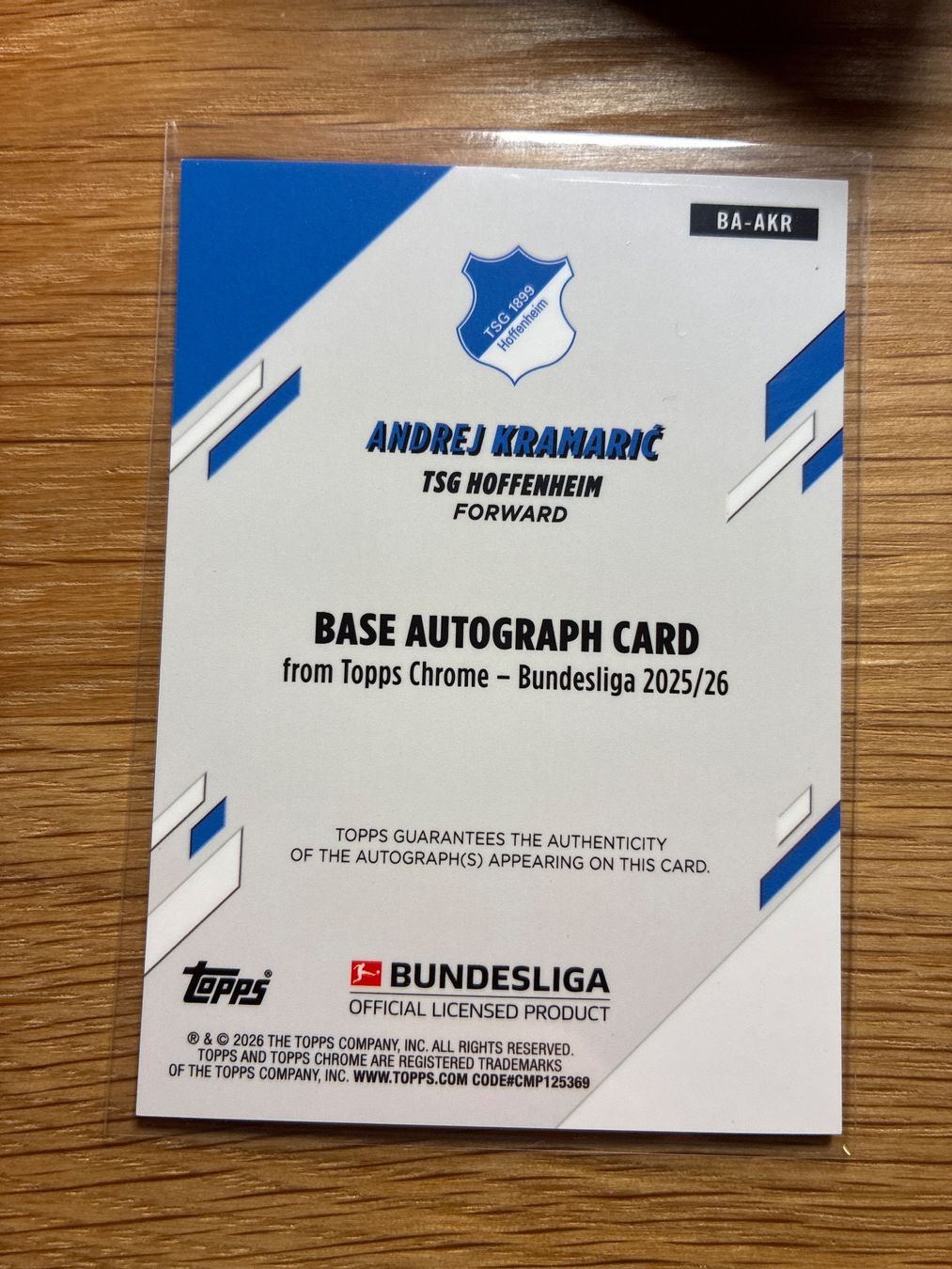 Topps Carte collezionabili: Topps Chrome Andrej Kramaric Hoffenheim Autogramm /75 – Usato da Wangenried venduto da Garagara 1