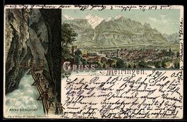 Litho Meiringen, Aareschlucht und Ortsan