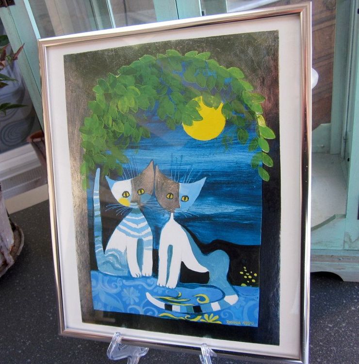 Rosina Wachtmeister Kunstdruck Katzen 1990 in Klemmrahmen 2